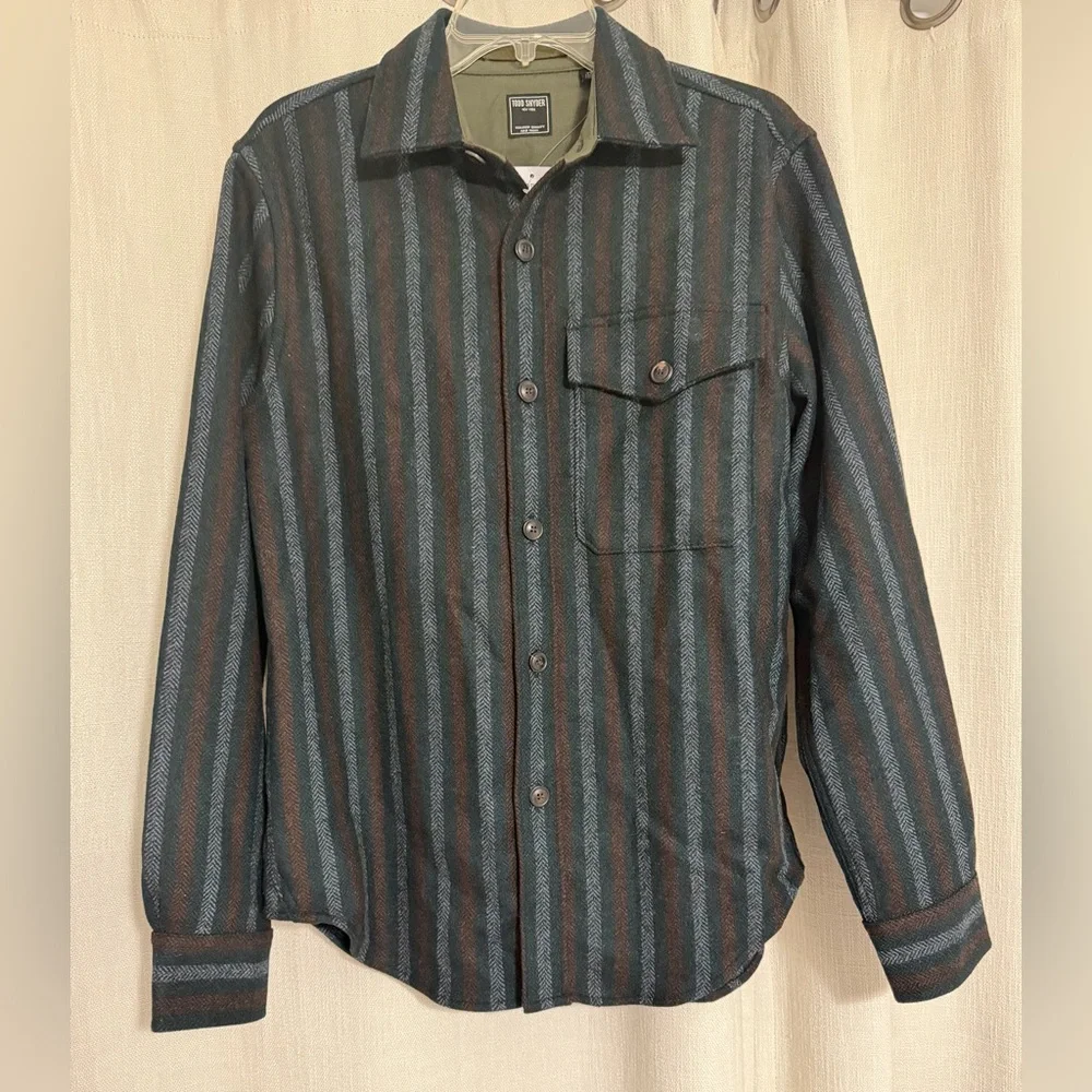 Todd Snyder Blue and Brown Striped Military Field Jacket - Picture 2 of 10
